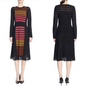 Missoni Chevron Knit Dress IT 42 Wool Blend Long Sleeve Fit & Flare